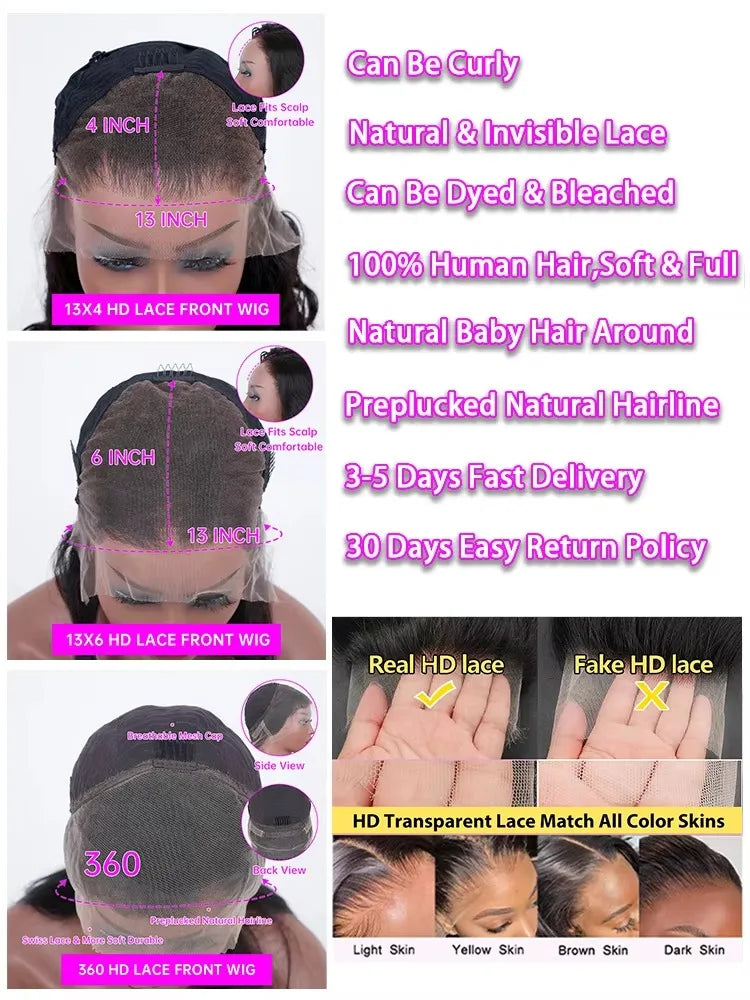 30 40 Inch Body Wave Wigs 13x6 13x4 Hd Lace Frontal Wig 250 Density Human Hair Wigs Hd Lace Wig Preplucked Brazilian Hair Wigs