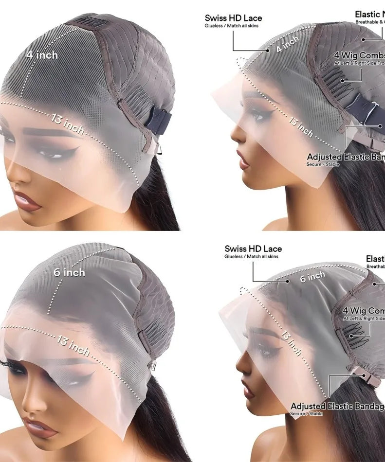 30 40 Inch Bone Straight 13x6 Lace Frontal Wigs 13x4 HD Transparent Lace Front Wig Black Preplucked Brazilian Human Hair Wig100%