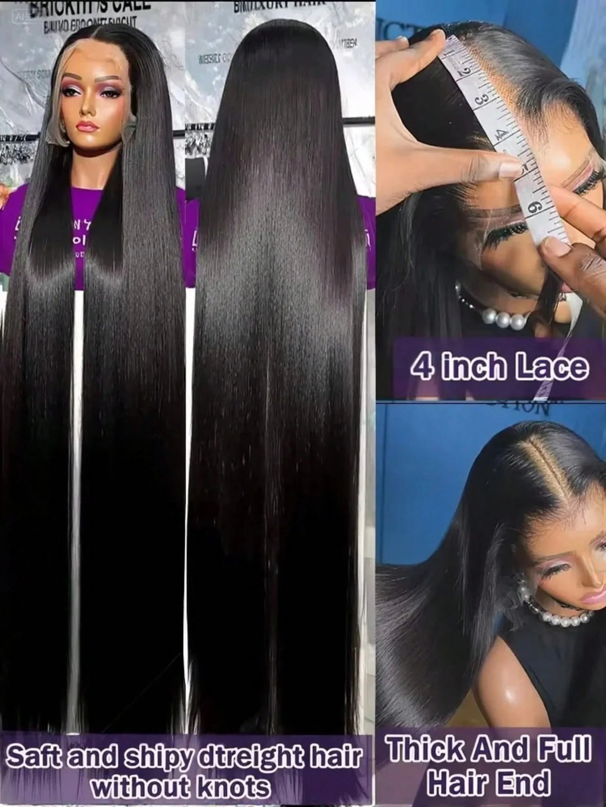 40 Inch 13x4 Bone Straight Lace Front Wigs Human Hair 13x6 Brazilian Transparent Lace Frontal Wig For Women With Baby Hair